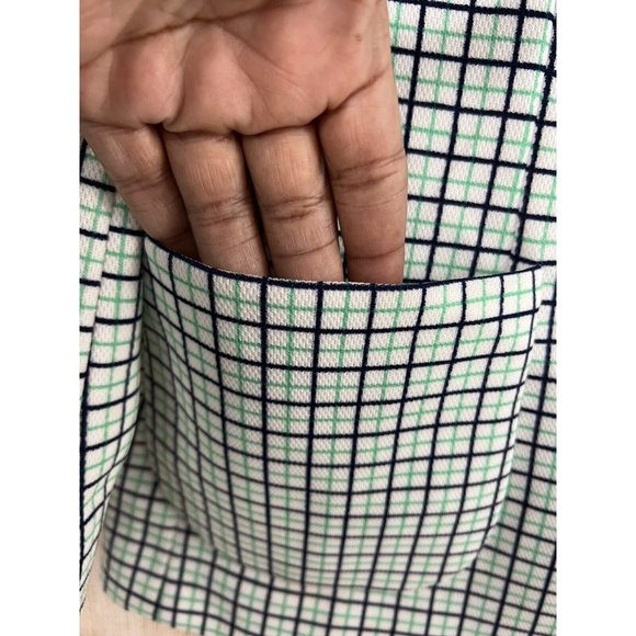 Vtg 70s Women Plaid Jacket Tag Sz 12 Blue Green Polyester Double Knit Mod Retro - Picture 4 of 11